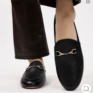 NWT Coach Haley Loafer Size 8  Leather Black Gold Slip On Loafers